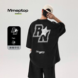 MMOPTOP潮牌重磅T恤男夏季潮流印花情侣短袖舒适休闲上衣女M0030黑色M
