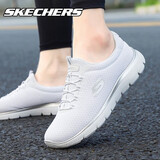 斯凯奇（Skechers）女鞋2025夏季新款休闲一脚蹬穿脱运动妈妈鞋老人鞋软底网面健步鞋 白色/银色-WSL 37