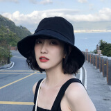 菲澜奴伦渔夫帽子女夏天日系遮脸韩版潮百搭遮阳大沿太阳防晒遮阳帽子 黑色 均码的
