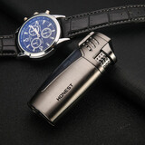 百诚充气打火机 个性多功能三直冲创意金属男女礼品蓝火雪茄防风点烟器 黑拉丝