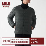 无印良品 MUJI 男式 轻量 便携 无领羽绒夹克 格雷系ADG12C1A 深灰色 S