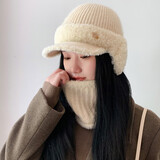 纳斯迪伦鲨鱼帽子女秋冬季钻标兔毛护耳鸭舌毛线帽骑行冬天户外保暖棉针织帽