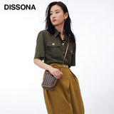 DISSONA迪桑娜女包单肩斜挎包手提水桶包迷你小包复古老花包包 棕色