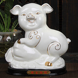 fw 陶瓷12十二生肖鼠牛虎兔龙蛇马羊猴鸡狗猪招财瓷器桌面摆件家居装饰品白瓷乔迁开业礼品摆设工艺品 描金猪