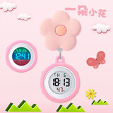 乐心（HIIN）护士表女怀表医生用挂表胸表口袋便表学生考试表可伸缩手表夜光男 弹力大屏护士粉胶粉小花