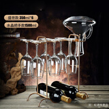 青苹果 欧式水晶玻璃红酒杯套装6只家用大号酒杯创意葡萄醒酒玻璃高脚杯 醒酒器+杯架+6只盛世 350ml