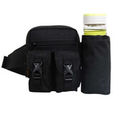 顿巴纵队户外运动腰包 多功能带水杯包 900D防水牛津 跑步骑行 军迷战术包 5L泥色 黑色-JD发货