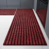 百搭印象家用厨房地垫防水防油脚垫门口防滑垫长条吸水垫子 七条纹-酒红色 50*150cm【加长加宽 严丝合缝】