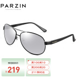 帕森（PARZIN）男士时尚偏光太阳镜 蛤蟆款驾驶墨镜8008 黑框水银片
