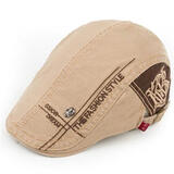 三本青鸭舌帽时尚百搭贝雷帽潮男士遮阳帽英伦前进帽 卡其色 1