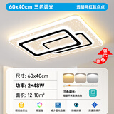 祎琳（yilin）客厅灯2023年新款现代简约超亮led吸顶灯大气大厅主卧室创意灯具 透明美凌方60x40cm可调三色2x48w