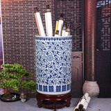 予乐陶书画桶客厅花瓶摆件青花瓷大口径卷轴缸景德镇陶瓷新中式装饰摆件 矮款直筒型45*29不含画轴