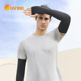 UV100冰丝袖套男防晒夏天防紫外线薄款遮阳护臂手套22595 暗夜黑（指洞款）-遮蔽率99.67% M