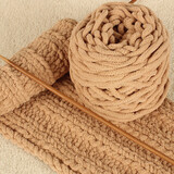 衣织都绣冰条线柔软粗毛线手工diy织围巾毛线团钩针勾拖鞋男女手编材料包 16卡其