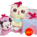 冠临乐100个装 毛绒玩具透明袋娃娃袋子 印花塑料礼品袋超市促销包装袋 25*35CM(100个)送拉花