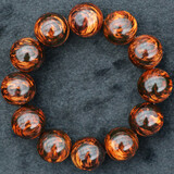 紫辰檀海南黄花梨手串男鬼脸文玩佛珠紫油梨念珠海黄降香黄檀海南香枝木 海黄手串1.8CM13颗.深色