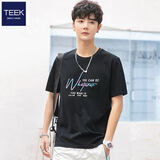 TEEK短袖t恤男装上衣服 青少年新款夏季男士高中生潮流休闲重磅棉体恤 【合体版型】S218黑色 L