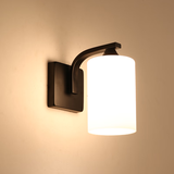 壁灯现代简约美式创意客厅卧室床头灯过道走廊玄关阳台LED灯具 6001-1黑【常规款不带开关】 5W暖光