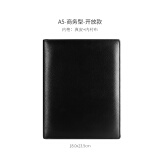 手工真皮本活页头层牛皮记事本商务简约高档手帐礼品办公会议记录本公司礼品奖励笔记本子封面定制印logo 【A5】全真皮商务黑-开放
