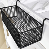 伊思家床边挂篮床头置物架免打孔大学生零食架上铺收纳篮女寝室收纳篮宿 黑色中号-无钩款（送4根扎带）