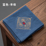 衡儒 手绘茶巾吸水茶垫茶具桌布茶布毛巾抹布中式养壶巾中国风棉麻加厚 茶巾蓝色-丰收