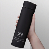 年会礼品 商务直杯身不锈钢保温杯礼品定制logo大容量双层真空便携创意水杯 商务直杯-黑色 500ml