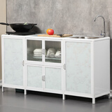 坚唯厨房柜子洗碗水槽柜简易组装经济型铝合金碗柜出租房不锈钢灶台柜 5门左盆带碗架长108宽40高80cm