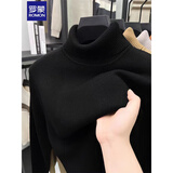 罗蒙可翻高领毛衣男士加绒加厚2025冬季新款保暖中青年针织纯色打底衫 10301/7003黑色 4XL