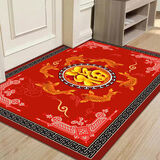 HKFZ脚踏垫门口地垫门垫脚垫门口进户门地垫红色喜庆地垫出入平安门垫 福字2 60*90厘米(常规尺寸)