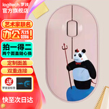 罗技（Logitech）时尚系列LOGITECH PEBBLE无线蓝牙鼠标办公静音鼠标鹅卵石双模鼠标Mac ipad鼠标 女性时尚小巧便携 Pebble粉（恶魔熊猫）