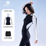 AQUAPLAY长袖泳衣女保守显瘦分体海边防晒游泳衣女士运动浮潜 落檀木槿平角断裤2件套 M (96-110斤)