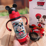 品家家品（PINKAH）儿童保温杯304不锈钢吸管杯手柄背带两用幼儿园宝宝防漏喝水杯 380ml 3535红米奇-手柄背带两用