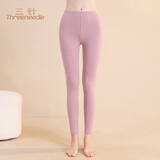 三针内衣秋裤女舒绒纯棉条纹加厚保暖裤中老年护膝线裤内穿棉裤单裤 粉条【280g纯棉加厚 无护膝】 XL