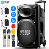 索爱（soaiy）15吋广场舞音响大功率便携式户外重低音蓝牙k歌专用大音量移动拉杆音箱室外演出双麦耳咪版SA-X20
