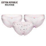 COTTON REPUBLIC棉花共和国女士内裤棉质3条装印花低腰性感内裤 浅粉色 S(155/80)