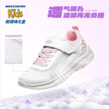 Skechers斯凯奇童鞋儿童运动鞋新款夏季易弯折男女童透气网鞋319300L 女童/白色/浅粉红色/WLPK 28.5码