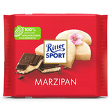 RITTER SPORT正品促销 德国进口RitterSport夹心牛奶排块运动黑巧克力100g 扁桃仁饼夹心黑巧克力100g