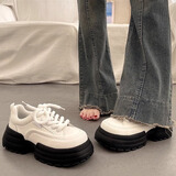 西儿厚底板鞋女韩系松糕增高运动鞋春秋季休闲鞋子潮流百搭学生小白鞋 百搭厚底小白鞋 36