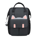 XCAT书包女初中生韩版高中小学生校园双肩包女大容量可爱休闲旅行背包 黑色【配挂件】