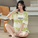 顶瓜瓜纯棉睡衣女短袖短裤套装薄夏季圆领套头全棉女士家居服 C6142 纯棉女款 2XL