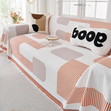 金柠檬沙发盖布棉麻沙发巾四季通用沙发垫套罩防猫抓全盖防尘布2026新款 拱门之盒-橙(高级感新品) 180*180cm(适合大单人位)