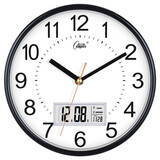 康巴丝（Compas）挂钟走时客厅办公室钟表挂墙简约创意时钟时尚石英钟现代挂表 c3221Y日历黑白(23*23cm)