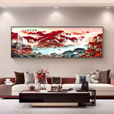 好久不见新中式客厅装饰画沙发背景墙横幅壁画现代简约酒店主卧室 新工艺 鸿运当头 60cmx170cm(适合2.2-2.5米沙发) 乌木黑 铝合金外框+有机玻璃