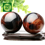 念玉天然缠丝玛瑙手球黑红健身球保健双球手把件玩给长辈中老年人 直径45毫米（纹理色泽以实物为准）