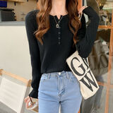 娴妃百搭外穿针织衫女装修身百搭长袖打底衫上衣时尚内搭春秋新款毛衣 黑色 M 【建议90-105斤】