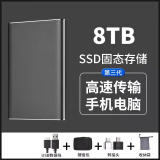 高速3.0移动固态硬盘8T便携式外置手机电脑两用type-c大容量支持驱动器加密存储 8TB典雅黑+手机电脑两用+支持加密