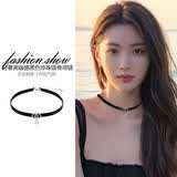 芯奢黑色choker仿珍珠项链气质锁骨链高级感颈链小众甜酷项圈脖子颈带 轻奢黑色项链