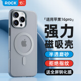 ROCK适用苹果16 Pro手机壳iPhone16Pro保护套磁吸Magsafe无线充防摔全包铝合金简约不粘指纹男女款钛灰