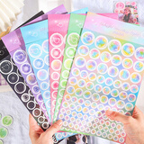 誉禾泡泡镭射圆点贴纸高颜值标记贴咕卡盘随心配DIY手帐贴纸ins风标签贴照片贴画装饰贴6张装 5192