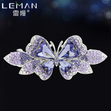 雷嫚品牌成人发夹韩版发饰甜美蝴蝶结发卡中号弹簧夹卡子头饰 紫色(配送礼盒）